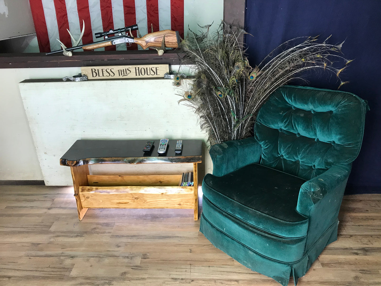 Live Edge Bench with lower shelf ~ 1 In Stock