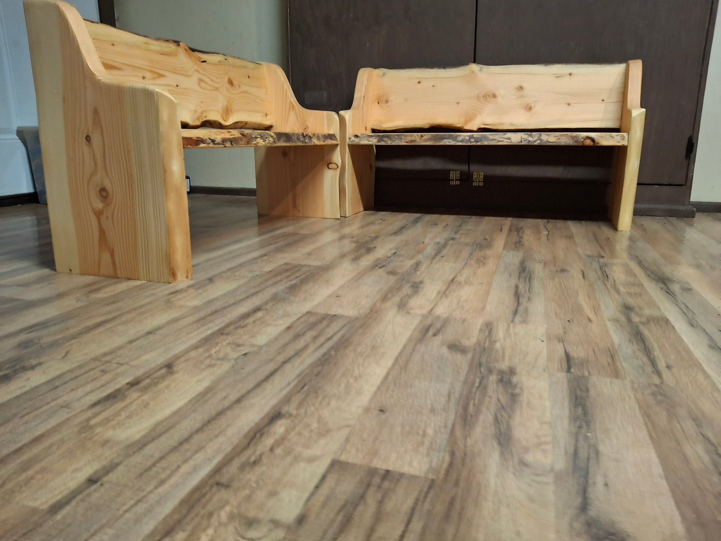 Kids Fancy Full Width Bench Style ~ (no side Tables) ~ Live Edge ~ 2 In Stock