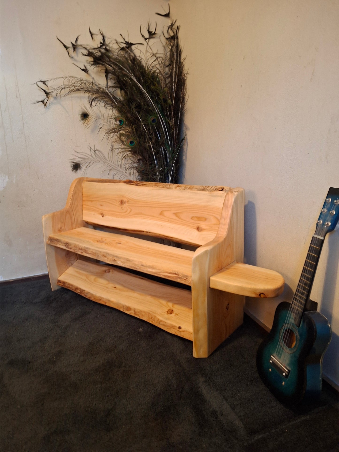 Kids Fancy Full Width Bench Style ~ (one side Tables) ~ Live Edge ~ 1 In Stock