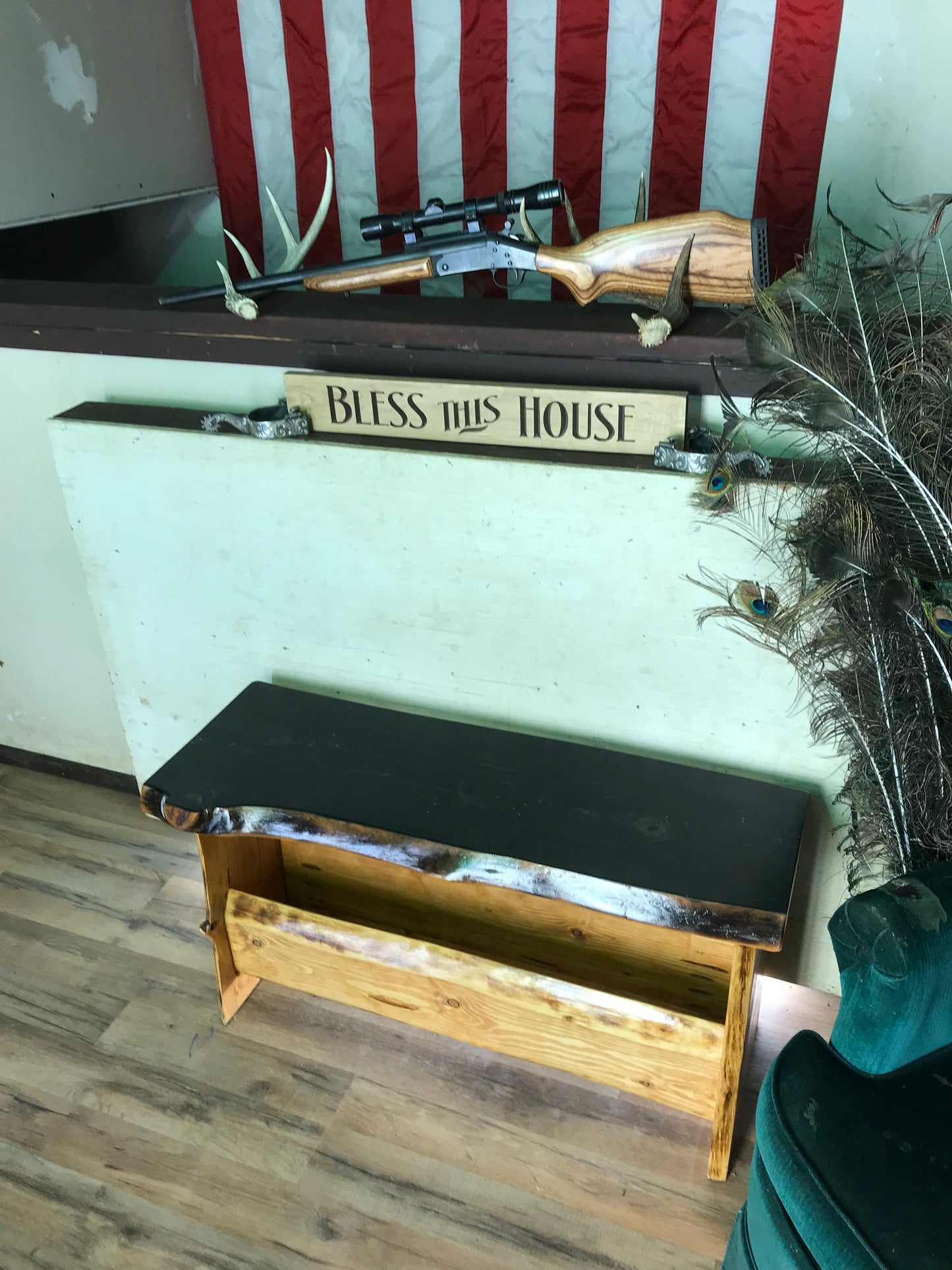 Live Edge Bench with lower shelf ~ 1 In Stock